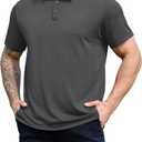 NIASHOT Men's Polo Shirts Tactical Short Sleeve Golf T-Shirt Athletic Collared Summer Shirts (Gray, XL)