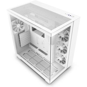 NZXT H9 Flow Dual-Chamber ATX Mid-Tower PC Gaming Case  High-Airflow Perforated Top Panel  Tempered Glass Front & Side Panels  360mm Radiator Support  Cable Management  White (Non RGB Fans)