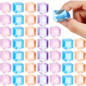 Poen 50 Pcs Stress Balls Fidget Toys Cube Toys Fidget Stress Relief Sensory Cube Balls 0.7 x 0.7 Inches for Adults Party Favors Gifts, Random Colors