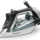 Rowenta Iron, Focus Excellence Stainless Steel Soleplate Steam Iron for Clothes, Retractable Cord, Powerful steam, LED Display, 1750 W Ironing Clothes, Cordreel, Green DW5432 