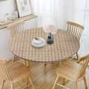 Weave Printed 48 Inch Round Fitted Cloth Tablecloth with Elastic Edged, Waterproof Oil Proof Wipeable Table Cover for Indoor Outdoor Patio Table, Fits Round Tables Up to 46" - 50" Diameter