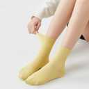 DLGDWG Womens Crew Socks, Cotton Cozy Casual Socks for Women 4 Pairs, Size 5-9