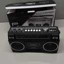 Cassette Player Boombox with Bluetooth, AM/FM/SW Radio & Record to USB, 24W Stereo Sound, 4 Power Modes, Portable Retro Stereo for Indoor Outdoor, Classic Black