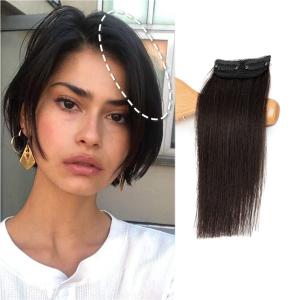 Invisible Hairpin Clip In Human Hair Extensions For Women With Short Hair/thinning Hair Silky Straight One Piece Front Hairpieces Add Hair Volume Fluffy Length Thick 12Inch#1B Natural Black