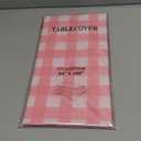 2 Pack Pink and White Checkered Tablecloth, Pink Plastic Table Cloths for Parties Disposable, 54x108 in Waterproof Rectangular Pink Gingham Camping Tablecloth for Birthday, Party, Baby Shower