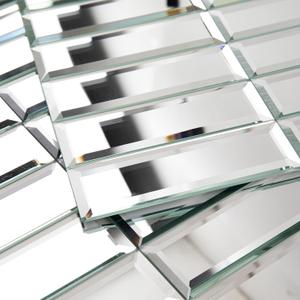 Peel and Stick Mirror Glass Mosaic Tile Self Adhesive 12 x 12 Inch Strip Beveled Mirror Tiles for Kitchen Backsplash Bathroom Wall(5 Sheets, Silver)