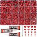 31000Pcs Red Resin Rhinestones for Bedazzling, 2,3,4,5,6mm Mixed Sizes Bedazzle Red Gems, Flatback Bedazzled Stones Crystal Jewels Diamonds Gemstones for Crafting Clothes Crafts with Glue