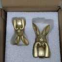 Easter Decorations for Home,Mini Resin Golden Bunnies Spring Sculpture Tabletop Ornament,Brass Rabbit Decor for Spring Home Decor, Vintage Resin Bunnies for Table Centerpieces Mantel Decorations