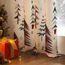 Topfinel Christmas Curtains 84 Inch Length for Living Room 2 Panels Set,Grommet Xmas Decoration Window Curtains with Christmas Tree and Snowflake Print for Bedroom,Set of 2,52x84 Inches Long,White