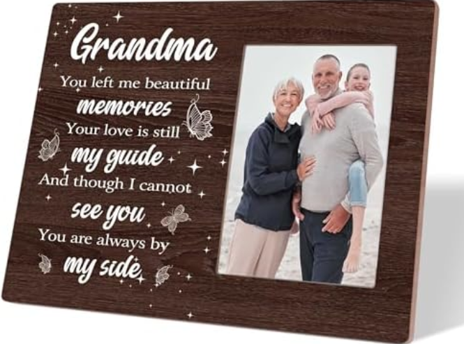 Memorial Picture Frame, 8x10 Wood Picture Frame Fits a 4 x 6 Inch Photo, Funeral Decorations, Memorial Decorations for Loss of Loved One, Grandma Memorial Gifts, Loss of Grandma Sympathy Gifts,12