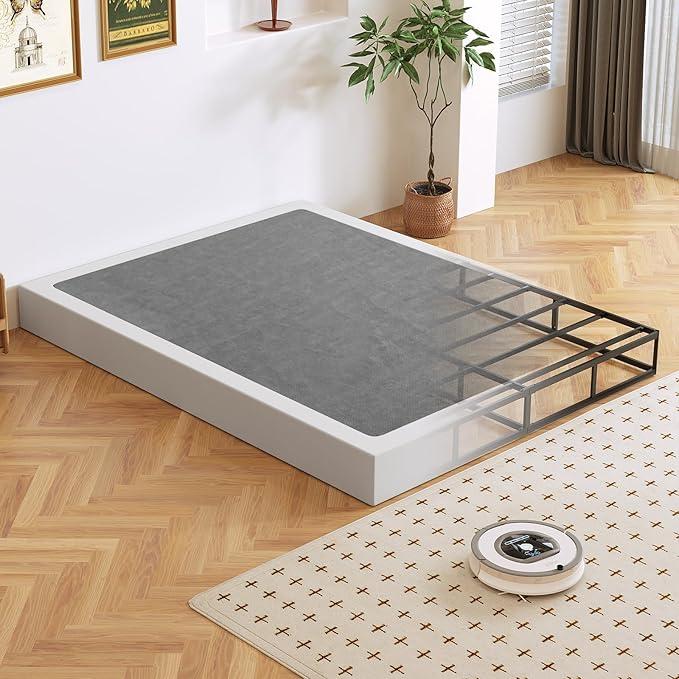 Box Spring, Metal Frame Mattress Foundation with Fabric Cover, Easy Assembly, Noise-Free (7 Inch, Queen)
