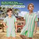 80s 90s Workout Costume Outfit,Beach Hawaiian Shirt Shorts Outfits Halloween Party Cosplay Dress Up (150)