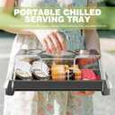 Chilled Portable Serving Tray Platterbox with Reusable Ice Pack with Lid Shrimp Cocktail Serving Dish Platter Cold Food Buffet Server for Appetizer Veggie Fruit Food Parties Outdoor Picnic, Black