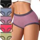 ASIMOON Women's Cotton Underwear Mid Waisted Ladies Panties Soft Breathable Full Coverage Briefs 5 Pack,XL