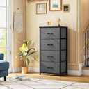 DWVO Storage Tower with 4 Drawers - Fabric Dresser, Organizer Unit for Bedroom, Living Room, Closets - Sturdy Steel Frame, Easy Pull Fabric Bins & Wooden Top, 11.8"D x 17.7"W x 37.4"H