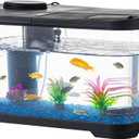Fish Tank, 3.8 Gallon Aquarium Starter Kit with Self Cleaning Fish Tank Pump with Filteration, Oxygenation, Water Circulation, Lighting Betta Fish Aquarium with Decor, Gravel (Black)