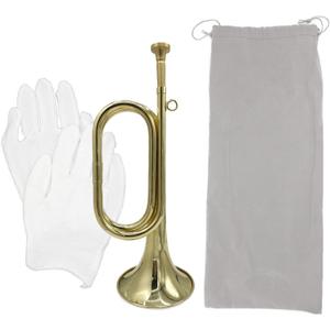 Gold Plated Brass Trumpet Bugle Horn with Bag & Gloves for Military Orchestra and Festival Performances