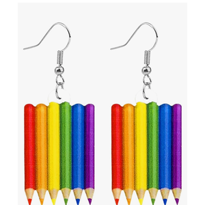 Funny Cute Weird Rainbow Earrings Creative Rainbow Love Heart Butterfly Sunflower Pencil Acrylic Dangle Earrings Lightweight Summer Ice cream Mushroom Frog Colorful Earrings for Women Jewelry Gifts