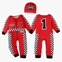 Happidoo Baby Boy 1st Birthday Outfit One Year Old Birthday Clothes Boy Race Car Driver Romper (Red-short,12-18 Months) Size 12-18 Month