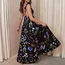 Womens Summer Dresses Mystical Gothic Maxi Dress Women's Casual V Neck Sleeveless Sundresses Beach Outfits for Woman (Black, XL)