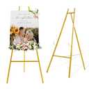 Milostelom 43.5" Gold Metal Easel Stand for Sign, Heavy Duty Folding Easel for Wedding Welcome Sign, Decorative Easel for Mirror, Art, Photo, Adjustable Painting Display 4-Tier Height
