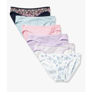 Amazon Essentials Women's Cotton Bikini Brief Underwear, Pack of 6, Large
