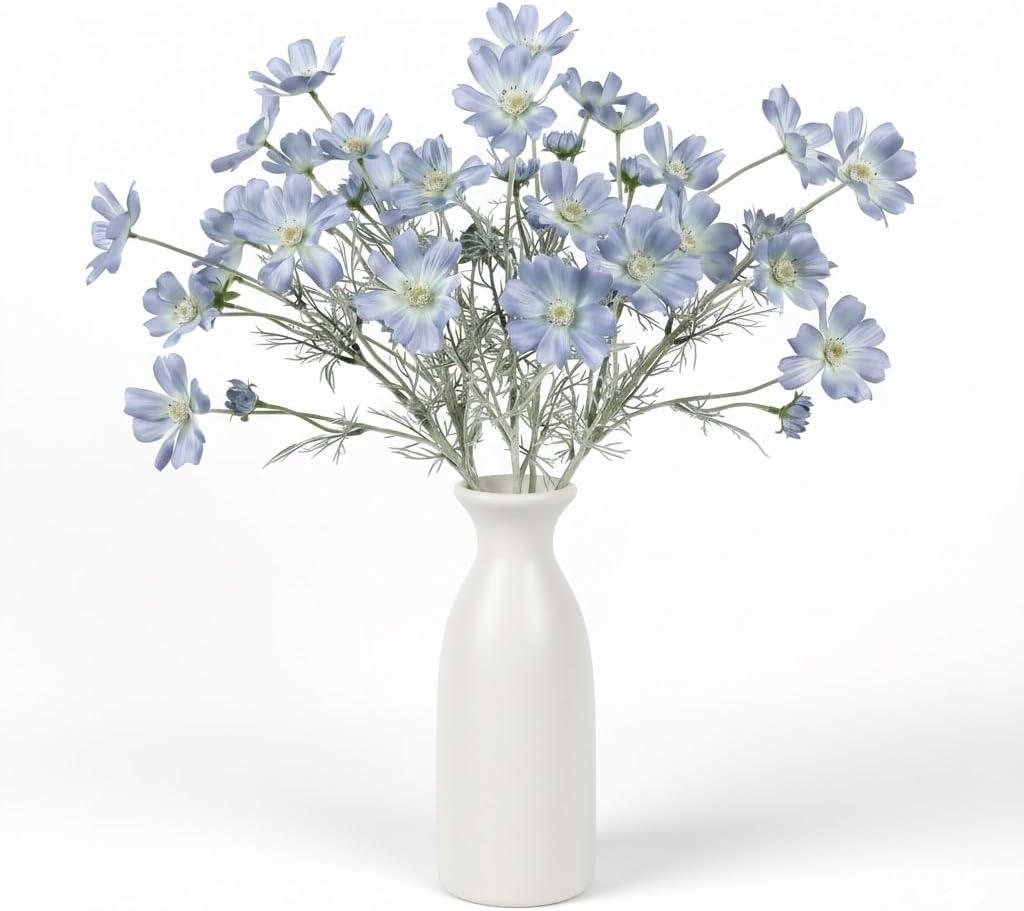 4pcs 24Inch Light Blue Cosmos Branches Artificial Flowers,Light Blue Fake Flowers, Vase Decor Flowers, for Home Decoration Artificial Flowers