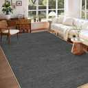 9x12 Large Area Rug for Living Room Modern Solid Grey Indoor Outdoor Rugs Non Slip Low Pile Neutral Patio Easy Jute Outdoor Rugs Washable Carpet for Porch Kitchen Bedroom Living Room Backyard, Grey