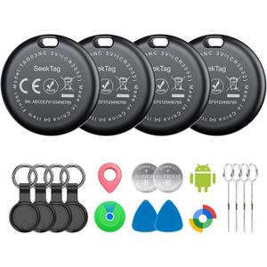 Air Tags for Android,Air Tags-4 Pack Android,Air Tracker Tags with 4 Case,2 Year Battery Life,Google & Apple Find Trackers for Google'S Find Hub App & Apple Find My,IP65 Waterproof Luggage Tracker