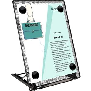 MaxGear Desktop Document Holder for Typing, Foldable Paper Holder Stand for Desk with 4 Magnetic Buckles, Metal Mesh Letter Copy Holder with Non-Slip Base, 6 Adjustable Viewing Angles, Black