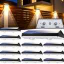 Solar Fence Lights Outdoor, Solar Wall Lights, 12 Pack | lP65 Weatherproof, 3 Lighting Modes, 500mAh Battery, for Garden, Yard, Balcony