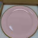 UOEKCS Pink Beaded Charger Plates, 13 Inch Plastic Round Chargers for Dinner Plates, Party, Wedding, Birthday.Set of 6