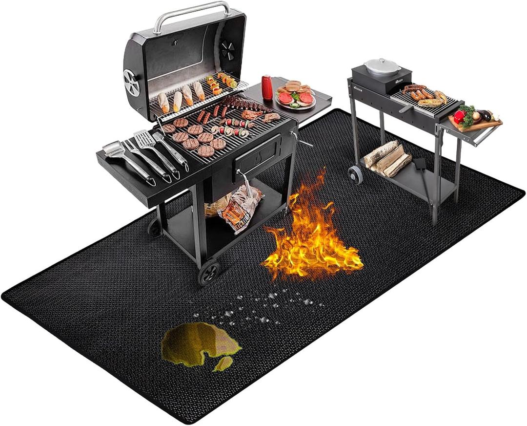 Large 76x52 inches Under Grill Mat for Outdoor Grill,Double-Sided Fireproof Grill Pad for Fire Pit,Indoor Fireplace Mat Fire Pit Mat,Oil-Proof Waterproof BBQ Protector for Deck and Patio (76x52in(0.6mm))