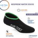 FUN TOES 2.5mm Neoprene Fin Socks for Water Sports Snorkeling, Scuba Diving, Paddling, Boarding, Jetskiing 2 Pairs (L)