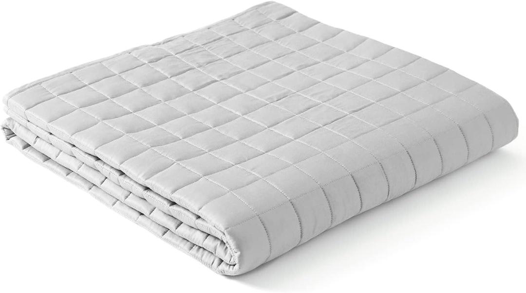 YnM Cooling Weighted Blanket for Adults, Cooling & Cozy Velvet Dual-Sided, 15lbs Heavy Bed Throw for One Person of 140lbs, Four Seasons Use (60x80 Inches, Queen Bed, Dark/Light Grey)