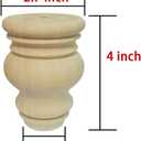Wooden Furniture Legs, Solid Wood Unpainted Replacement Furniture Legs, Kitchen Dining Table Legs/Desk/Sofa/Bookcase Bun Feet, DIY Wooden Round legs with Mounting Plate & Screws Set of 4 (4 Inch)