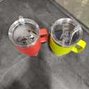 YETI Rambler Tumbler with Handle and Straw Lid, Travel Mug Water Tumbler, Vacuum Insulated Cup with Handle, Stainless Steel, Firefly Yellow And Red, 2PCS, 35oz