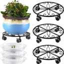 3 Pack Plant Caddy with Wheels Heavy Duty 13.5 Inches Metal Plant Stand with Wheels Plant Dolly Rolling Plant Stand Plant Roller with Casters for Indoor and Outdoor, Black