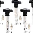 5PCS UF575 Ignition Coils Pack & Iridium Spark Plugs Compatible with Audi A3 2004-2013, A4 2005-2016&Volkswagen Jetta 2005-2015, Tiguan 2009-2017 2.0L 2.5L