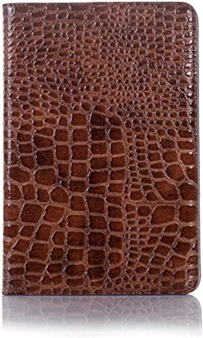 for iPad mini 5th 4th Case, Crocodile Reflector Leather Stand Folio Case Smart Cover, Auto Sleep/Wake, Card Holder, Classic Fashion Protector for iPadMini 4/5 7.9 Inch - Brown