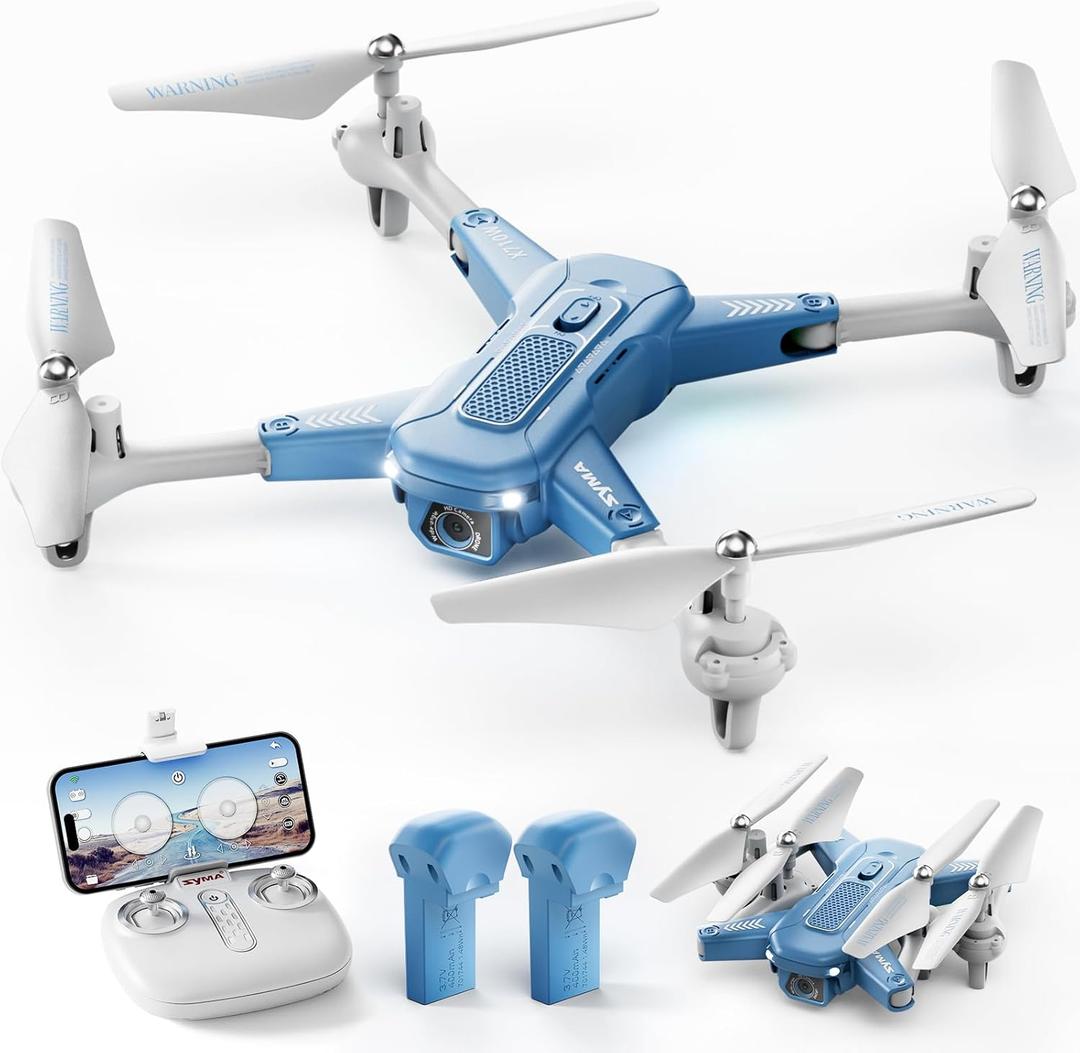 SYMA Drone with Camera 1080P HD FPV Foldable Drone for Kids and Adults, Quadcopter Toys Gifts with Optical Flow Positioning, 90Adjustable Lens, 3D Flip, One Key Function, Headless Mode (Sky blue)
