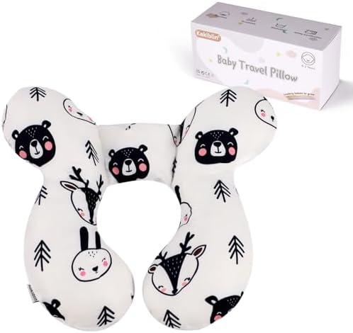 KAKIBLIN Baby Travel Pillow, Pillow for Head and Neck, Upgraded Baby Neck Support Pillow for Car Seat,Pushchair,Travel (Bear)