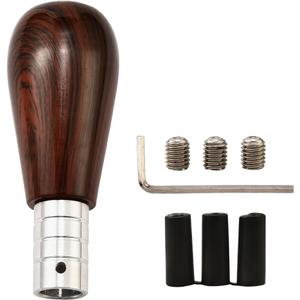 Wood Grain Gear Shifter Knob, Universal Car Gear Shift Manual Knobs Aluminum Alloy Stick Shift Handle with 3 Threaded Adapters M8 M10 M12, Style A