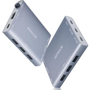 USB C KVM Switch for 2 Computers Share 1 Monitor,4 USB Ports and 1 PD Adapter,USB Switcher Selector for PC Laptop Keyboard Mouse,Suppprt 60W PD Fast Charging