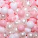 GOGOSO Ball Pit Balls,Plastics Balls for Ball Pit, Stars Hearts Shape for PastelBall for Toddlers Kids (Pink+Pearl White Stars & Hearts)