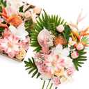 Ling's moment Fake Flowers Box, Faux Artificial Greenery Stems Foam Roses Anthuriums Silk Orchid Palm Leaf Fabic Flower for Centerpieces Bouquet Wedding Floral Vase, Sorbet Tropical, Deluxe Combo