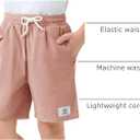 Haloumoning Boys Corduroy Shorts Kids Casual Elastic Waist Drawstring Summer Shorts with Pockets, (Pink), 150