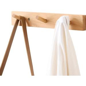Hickory Wood Coat Rack Wall Mount 12 inches, Wooden Coat Hooks with 3 Hooks Coat Hanger for Hanging Hat Jacket Purse, Wall Hooks for Entryway, Bathroom, Bedroom, Natural