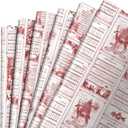 Watersay 12 Pcs Vintage Christmas Music Wrapping Paper 27 x 19 Inch Old Christmas Music Wrap Paper Funny Holiday Gift Packaging Festive Design for Xmas Party Decoration Scrapbooking Arts Craft(Red)