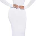 Doweha Women's Square Neck Long Sleeve Maxi Dress Sexy Knit Bodycon Long Dress for Women L